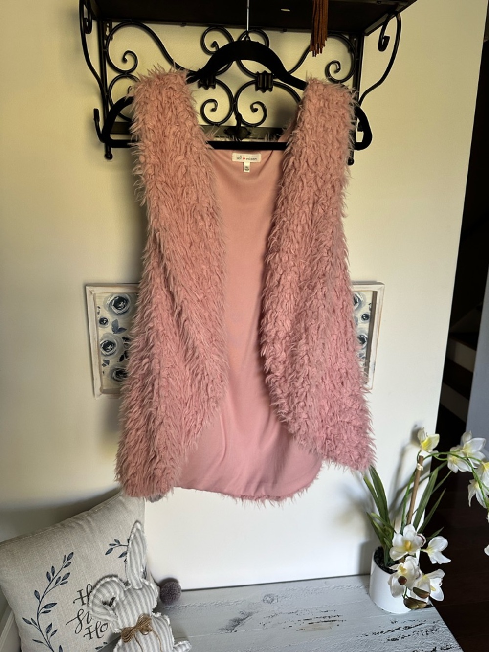 Self Esteem Pink Faux Fur Teddy Vest